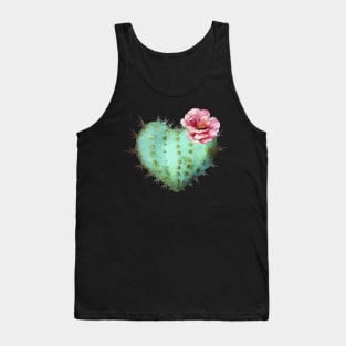 Cactus heart watercolor jellow flower Tank Top